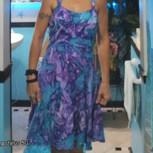 Turquoise/purple sleeveless dress - Picture 8 of 12